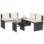 vidaXL 4-delige Loungeset met kussens poly rattan zwart, Verzenden, Nieuw, Loungeset