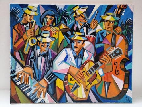 Elena Khmeleva (1966) - Summer jazz festival. Large. Œuvre, Antiek en Kunst, Kunst | Schilderijen | Modern