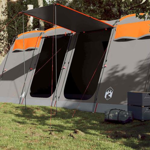 vidaXL Tunneltent 10-persoons waterdicht grijs en oranje, Caravans en Kamperen, Tenten, Nieuw, Verzenden