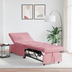 vidaXL Ligbed 3-in-1 Uittrekontwerp Roze Velours, Verzenden, Nieuw