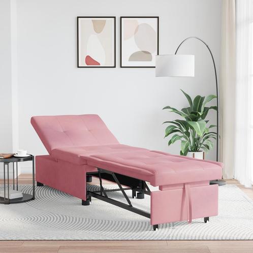 vidaXL Ligbed 3-in-1 Uittrekontwerp Roze Velours, Huis en Inrichting, Zetels | Zetels, Nieuw, Verzenden