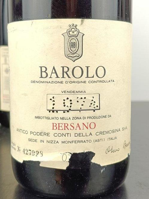 1974 Bersano - Barolo DOCG - 3 Fles (0.72L), Verzamelen, Wijnen
