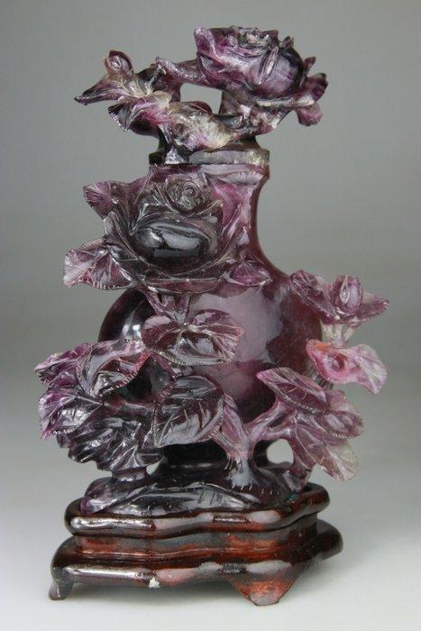 Vaas Sculpte - Bloemensculptuur - Sokkel in rosehout -, Antiek en Kunst, Antiek | Overige Antiek