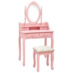 vidaXL Kaptafelset met kruk 75x69x140 cm paulowniahout roze, Huis en Inrichting, Verzenden, Nieuw