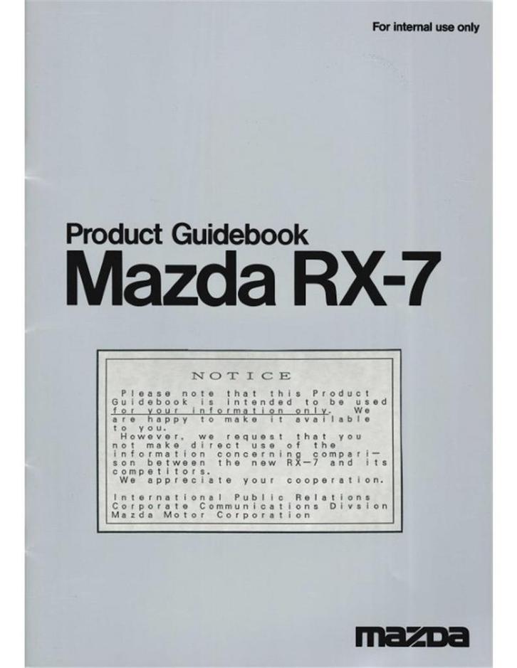 1992 MAZDA RX-7 PRODUCT GUIDEBOOK BROCHURE ENGELS, Boeken, Auto's | Folders en Tijdschriften, Ophalen of Verzenden