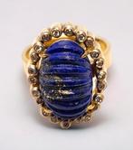 Ring Vintage 18k goud, diamanten en lapis lazuli ring uit de