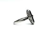 Ring Platina Onyx - Diamant, Handtassen en Accessoires, Ringen, Nieuw