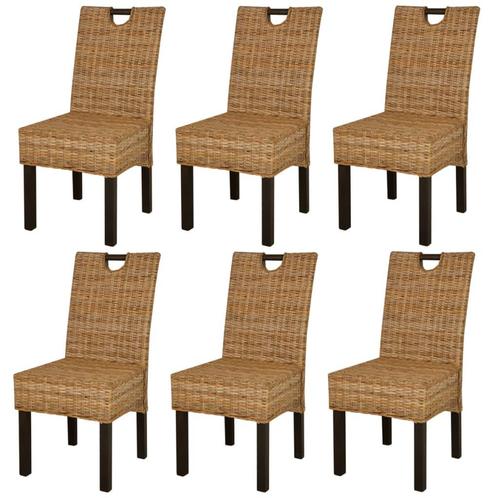 vidaXL Eetkamerstoel 6 st kubu rattan mangohout, Huis en Inrichting, Stoelen, Nieuw, Verzenden