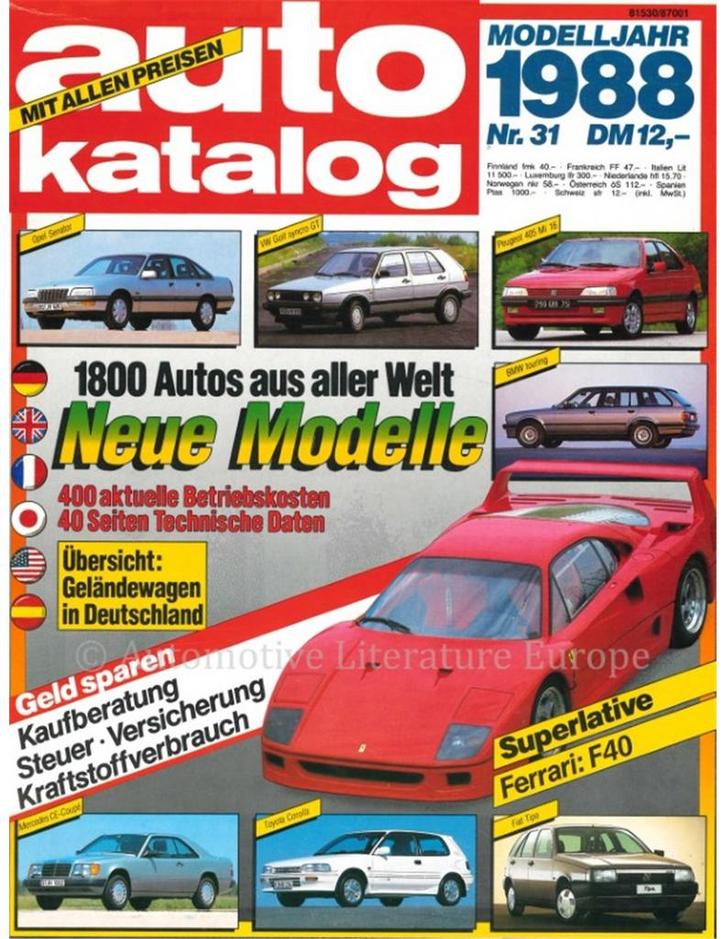 1988 AUTO KATALOG DUITS 31, Livres, Autos | Livres