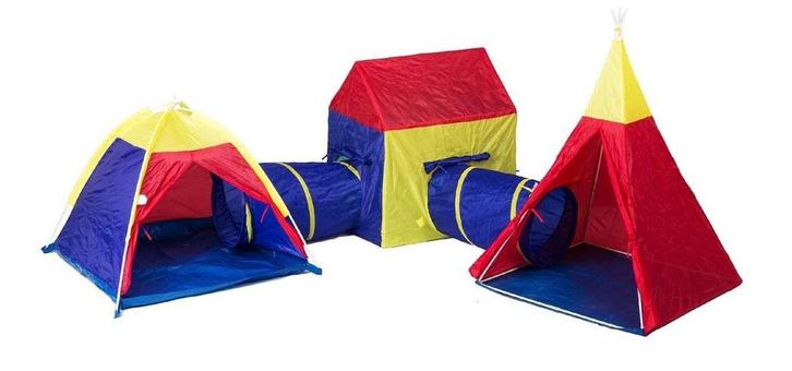 Speeltent - 5-delig - met tunnels - Tipi tent - Kindertent, Kinderen en Baby's, Speelgoed | Speeltenten, Nieuw, Ophalen of Verzenden