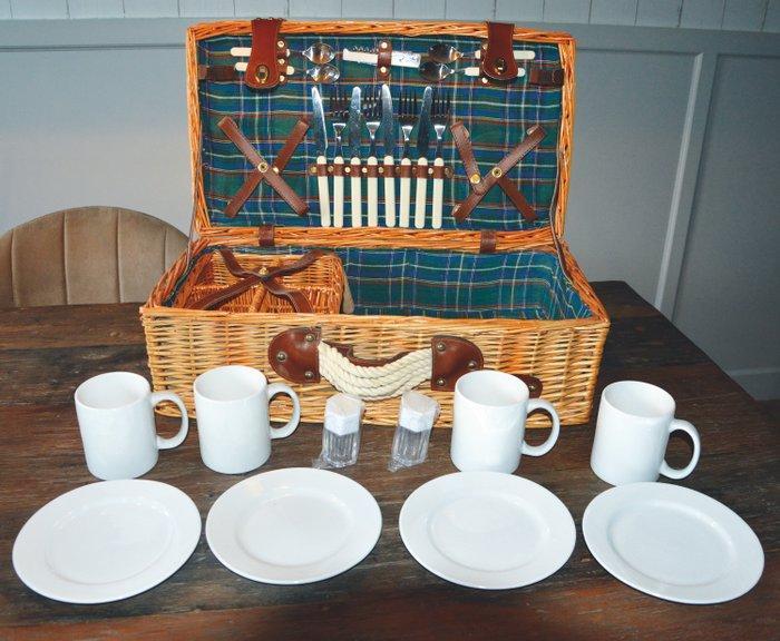 Picknickmand - Engelse picknickmand met compleet servies 4, Antiek en Kunst, Curiosa en Brocante
