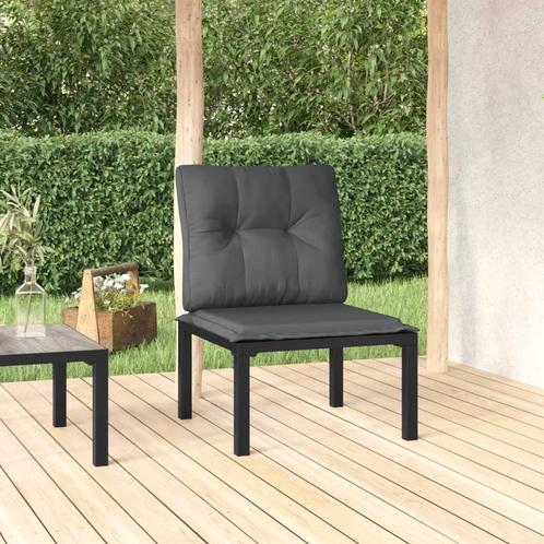 vidaXL Chaise de jardin avec coussins noir/gris résine, Jardin & Terrasse, Ensembles de jardin, Neuf, Envoi