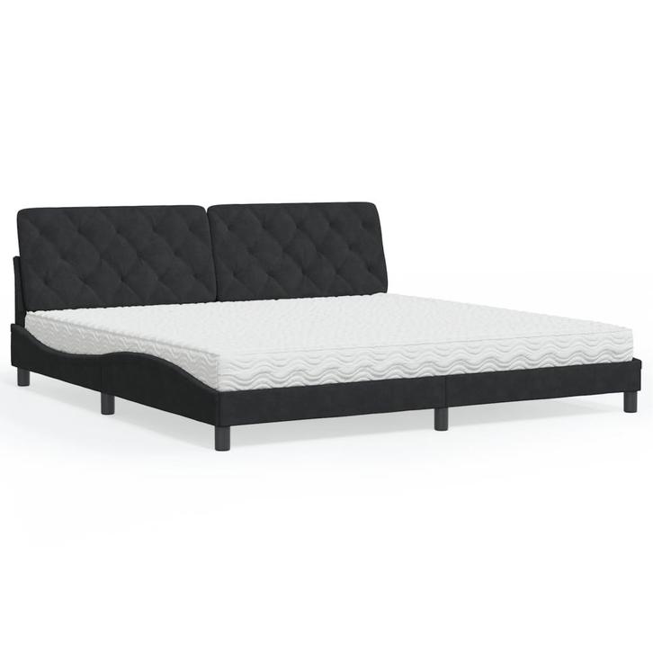vidaXL Bed met matras fluweel zwart 200x200 cm, Huis en Inrichting, Slaapkamer | Bedden, Nieuw, Verzenden