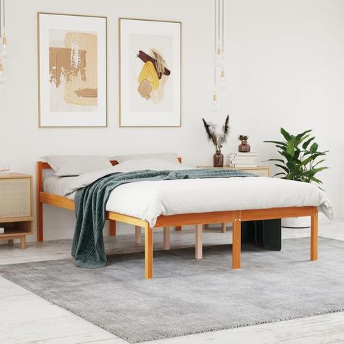 vidaXL Seniorenbed 135x190 cm massief grenenhout wasbruin, Huis en Inrichting, Slaapkamer | Bedden, Nieuw, Verzenden