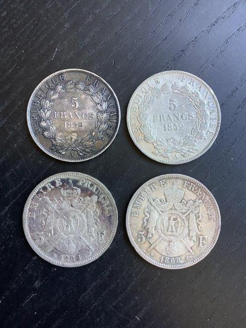 Frankrijk. Napoléon III. 5 Francs 1852-1868 (4 munten), Postzegels en Munten, Munten | Europa | Euromunten