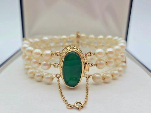 Armband - 18 karaat Geel goud Parel, Handtassen en Accessoires, Antieke sieraden