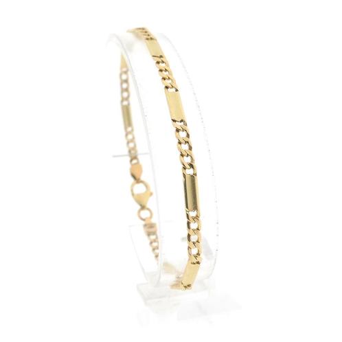 Gouden gesloten Figaro schakel armband | 20 cm (unisex), Handtassen en Accessoires, Armbanden, Overige kleuren, Gebruikt, Goud