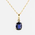 Hanger - 18 karaat Geel goud - 3.08ct. tw. Saffier - Diamant