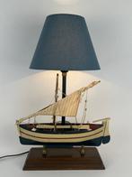 Tafellamp - Hout, Messing, Textiel - Zeilende scheepslamp
