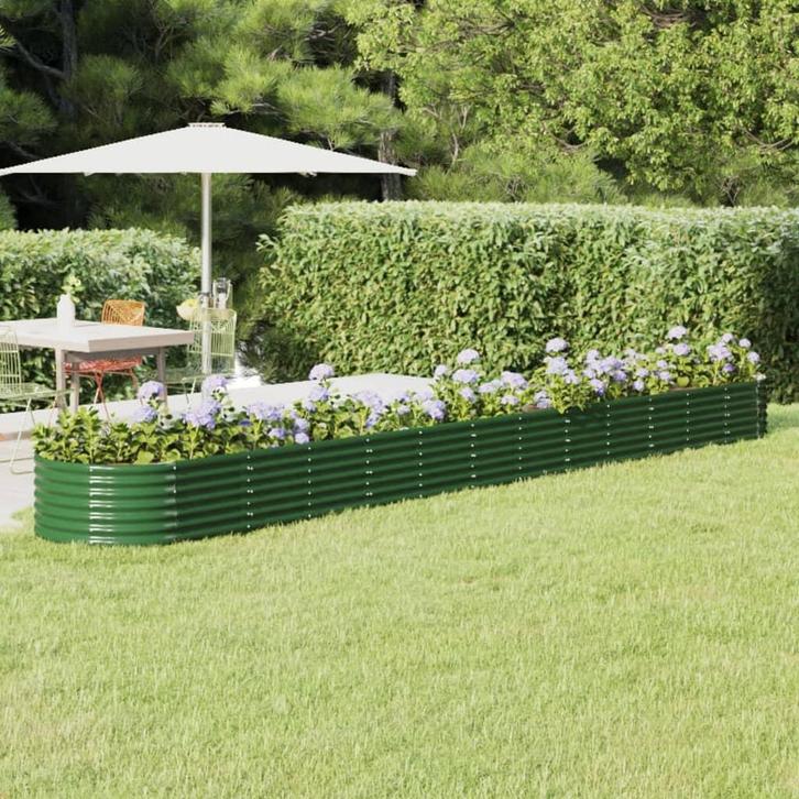 vidaXL Plantenbak 512x80x36 cm gegalvaniseerd staal groen, Tuin en Terras, Bloempotten, Nieuw, Verzenden