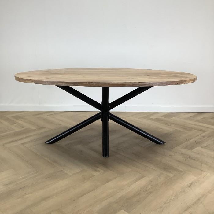 eetkamertafel ovaal 180x100 cm,  mangohout - zwart, Huis en Inrichting, Tafels | Eettafels, Gebruikt