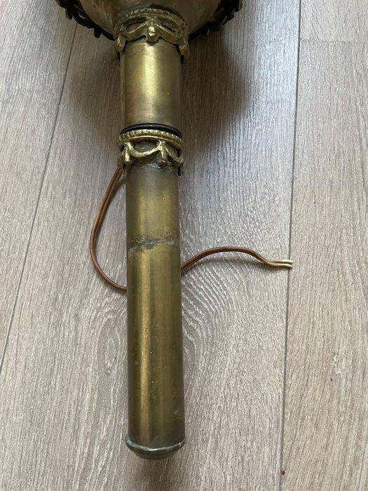 Lamp - Glas, Koper - Koetslamp koper, Antiek en Kunst, Curiosa en Brocante