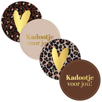 30x Sticker Kadootje Voor Jou - Bruin/Beige/Luipaard - beschikbaar voor biedingen