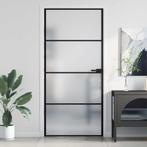vidaXL Binnendeur smal 93x201,5 cm gehard glas en aluminium, Doe-het-zelf en Bouw, Deuren en Vliegenramen, Verzenden, Nieuw