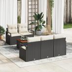 vidaXL Tuinbank Set 6 pcs Zwart, wit Groot Riet, hout, Tuin en Terras, Verzenden, Nieuw