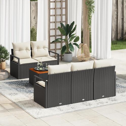 vidaXL Tuinbank Set 6 pcs Zwart, wit Groot Riet, hout, Tuin en Terras, Tuinsets en Loungesets, Nieuw, Verzenden