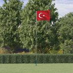 vidaXL Vlag met vlaggenmast Turkije 5,55 m aluminium, Diversen, Verzenden, Nieuw