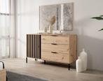 Meubella | Commode Eiken 138 cm ladekast, Huis en Inrichting, Kasten | Ladekasten, Verzenden, Nieuw, 25 tot 50 cm, 100 tot 150 cm