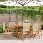 vidaXL Tuinstoelen 6 st poly rattan en massief hout beige, Tuin en Terras, Tuinstoelen, Verzenden, Nieuw