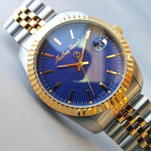 Mathey-Tissot - Cyclops Loupe - Sun Bezel - 18K Gold - Swiss, Handtassen en Accessoires, Horloges | Heren