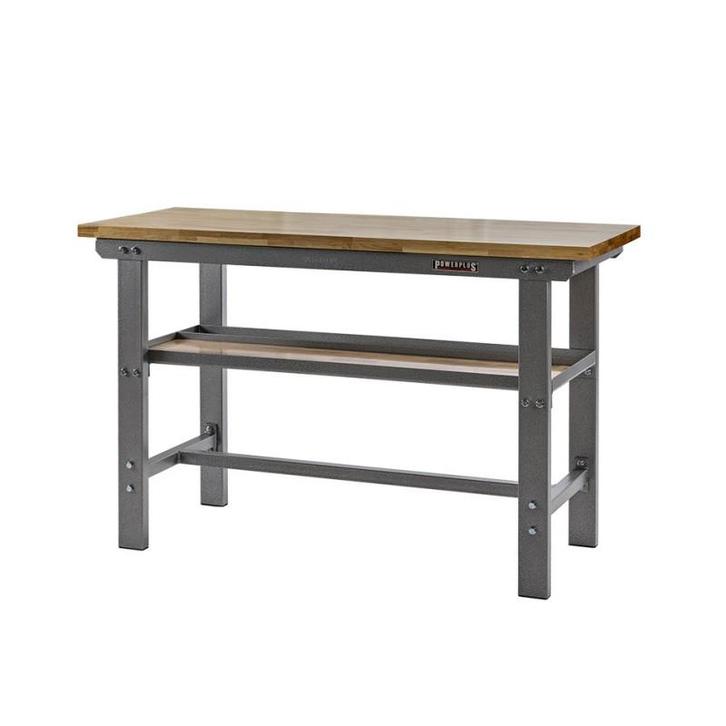 Werkbank grijs 150 cm lang met hardhouten blad, Doe-het-zelf en Bouw, Werkbanken, Ophalen of Verzenden