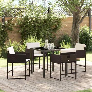vidaXL Tuin Eettafel Set 5 pcs Bruin poly rattan, Verzenden
