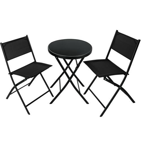 Balkonset Düsseldorf 2+1 - zwart, Tuin en Terras, Tuinsets en Loungesets, Verzenden