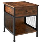Nachtkastje Killarney 45x46x55,5cm - Industrieel hout donker, Maison & Meubles, Tables | Tables d'appoint, Verzenden