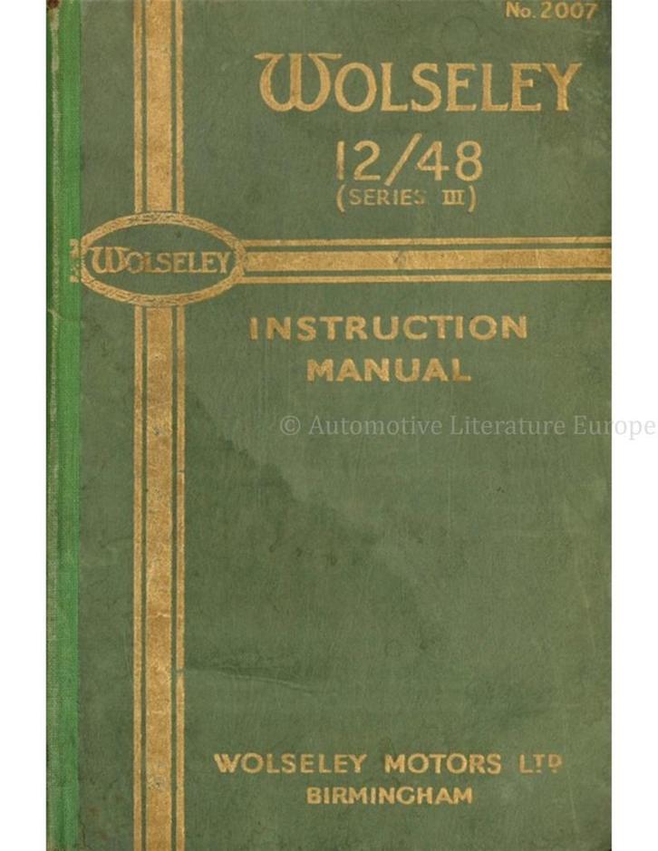 1947 WOLSELEY 12 / 48 INSTRUCTIEBOEKJE ENGELS, Auto diversen, Handleidingen en Instructieboekjes