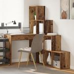 vidaXL Hoekbureau met plank met opslag Oud hout 101.5 x, Huis en Inrichting, Verzenden, Nieuw