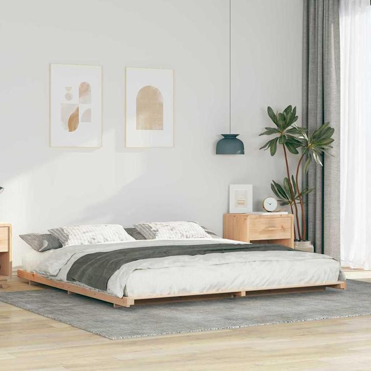 Japandi Bedframe 180x200 | OP = OP 60% Korting!, Huis en Inrichting, Slaapkamer | Bedden, 180 cm, 200 cm, Bruin, Nieuw, Hout, Tweepersoons