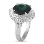 Ring Platina, Platina 1,01ct diamant en groene 6,25ct, Handtassen en Accessoires, Ringen, Nieuw