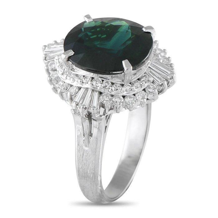 Ring Platina, Platina 1,01ct diamant en groene 6,25ct, Handtassen en Accessoires, Ringen