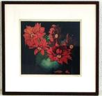 Frans Everbag (1877–1947) - Dahlias in blauwe vaas, Antiquités & Art