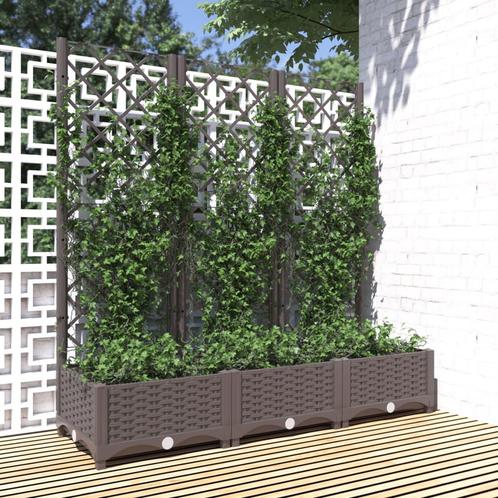 vidaXL Plantenbak met latwerk 120x40x121,5 cm polypropeen, Tuin en Terras, Bloempotten, Nieuw, Verzenden