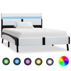 vidaXL Bedframe met LED kunstleer wit en zwart 90x200 cm, Verzenden, Nieuw