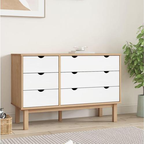 vidaXL Ladekast OTTA 111x43x73,5 cm massief grenenhout bruin, Huis en Inrichting, Kasten | Overige, Nieuw, Verzenden
