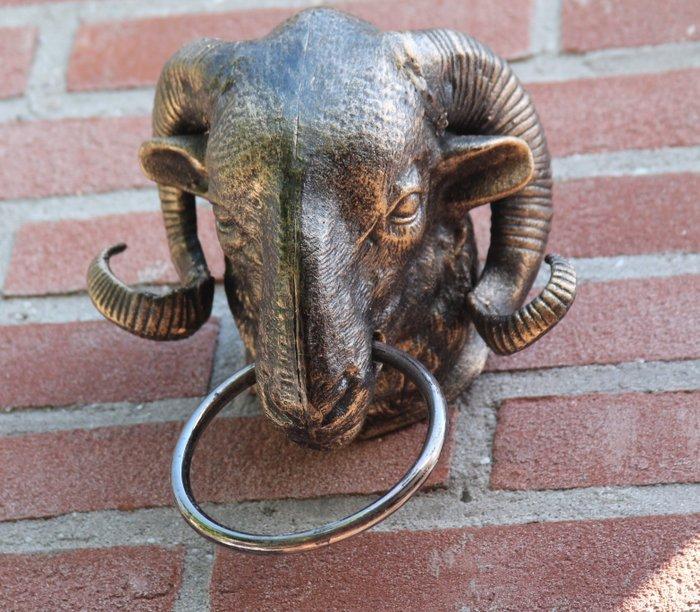 Beeld, ramskop voor binnen of buiten - 23 cm - gietijzer, Antiek en Kunst, Curiosa en Brocante