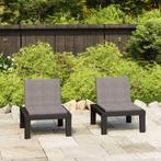vidaXL Loungestoelen 2 st met kussens kunststof grijs, Tuin en Terras, Tuinstoelen, Verzenden, Nieuw