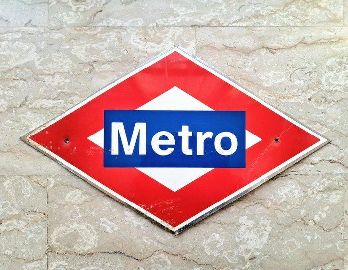 Metro van Madrid - Verkeersbord - Metaal, Hobby en Vrije tijd, Modeltreinen | Overige schalen